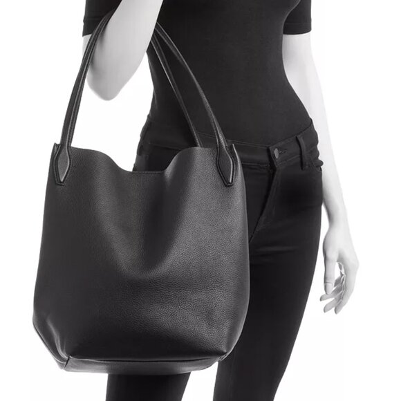 NWT Madewell Shopper Tote Black Leather - Picture 2 of 2